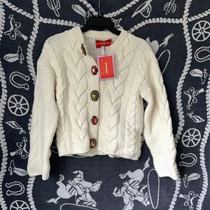 LA DoubleJ Cream Cable Knit Cardigan